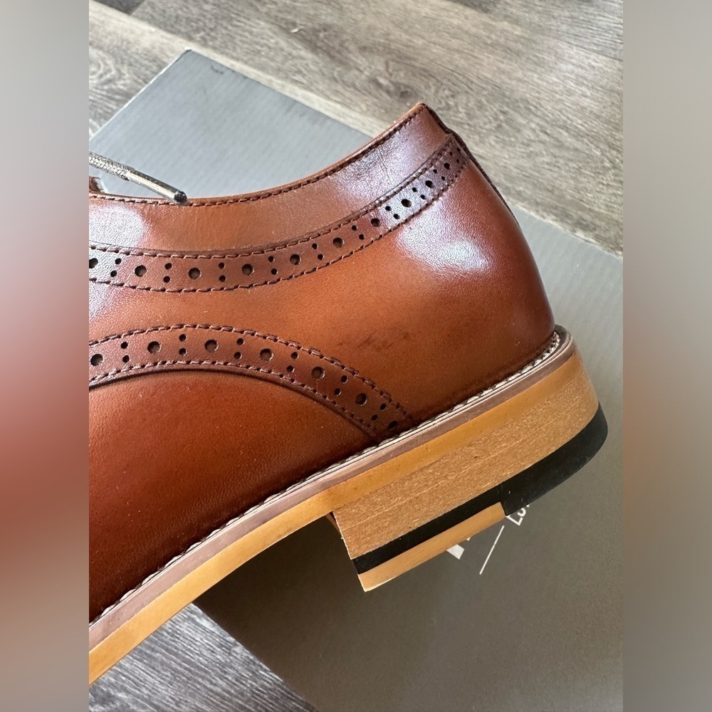 Stacy Adams lace up round toe men’s shoes cognac 13M - Picture 4 of 9